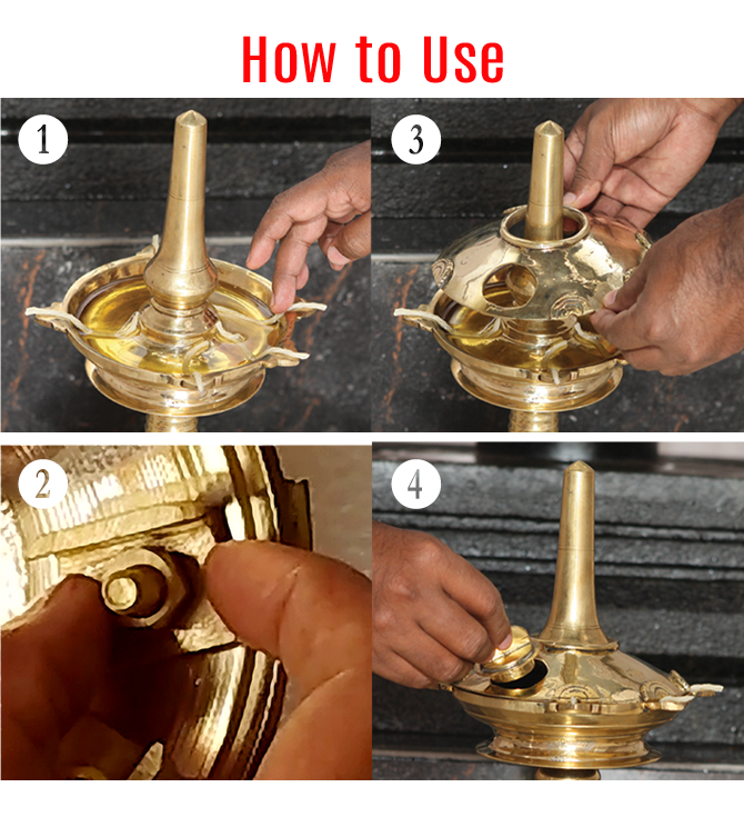 How to Use Patented Kalkipuri Insect Free Oil Lamps 670x735px