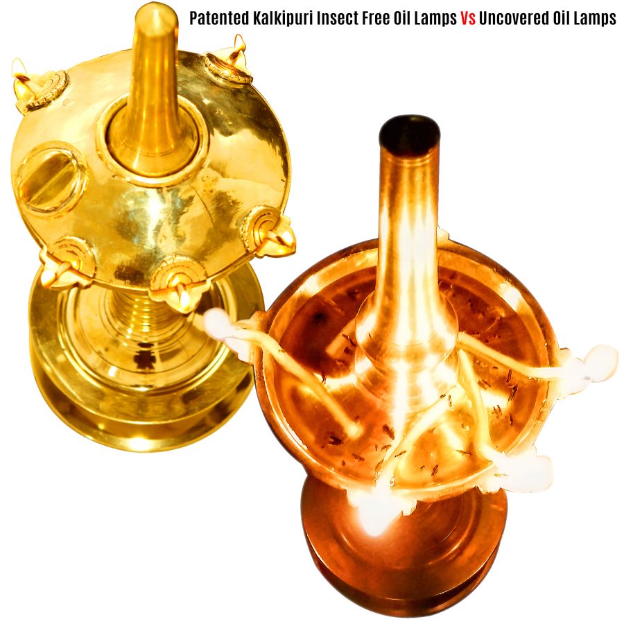 Patented Kalkipuri Insect Free Oil Lamps Vs Uncovered Oil Lamps