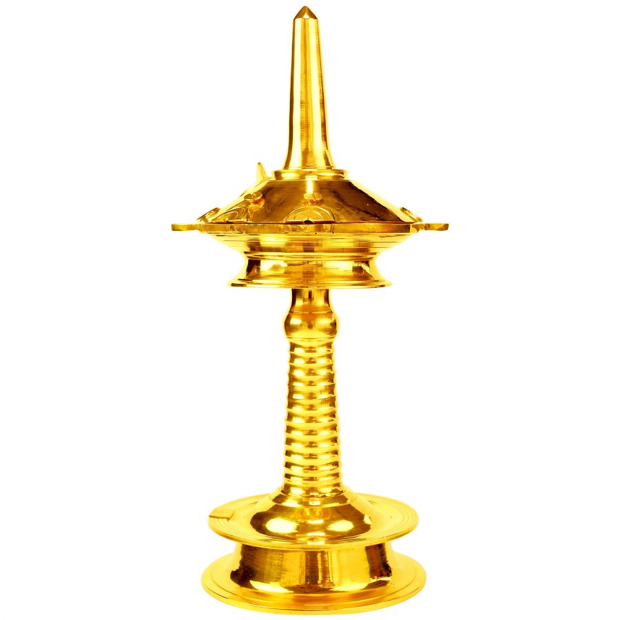 Right View of Kalkipuri Insect Free Oil Lamp NIlavilakku H 34 W 16 Weight 2.8 kg